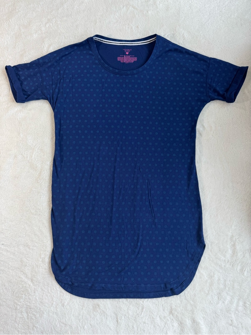 Victoria's Secret Navy Blue Dot-Print Sleep Tee Nightgown XS